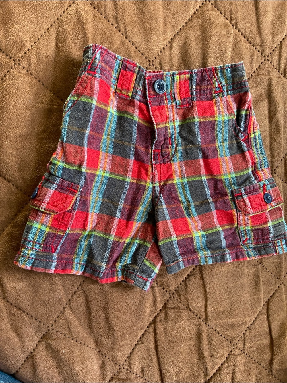 baby GAP Red Plaid Cargo Shorts